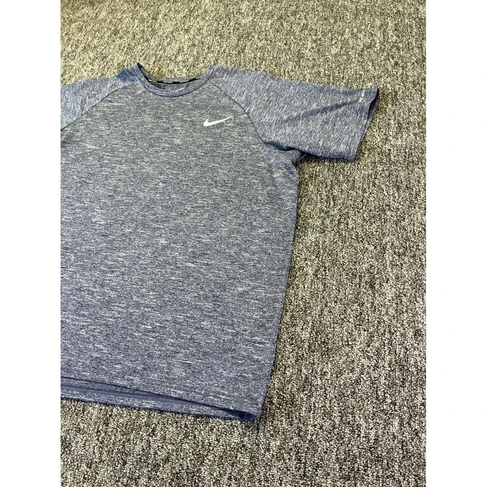 Nike Hydroguard Dri-Fit Swim T-Shirt Men XL Blue Heather Performance Swoosh Logo